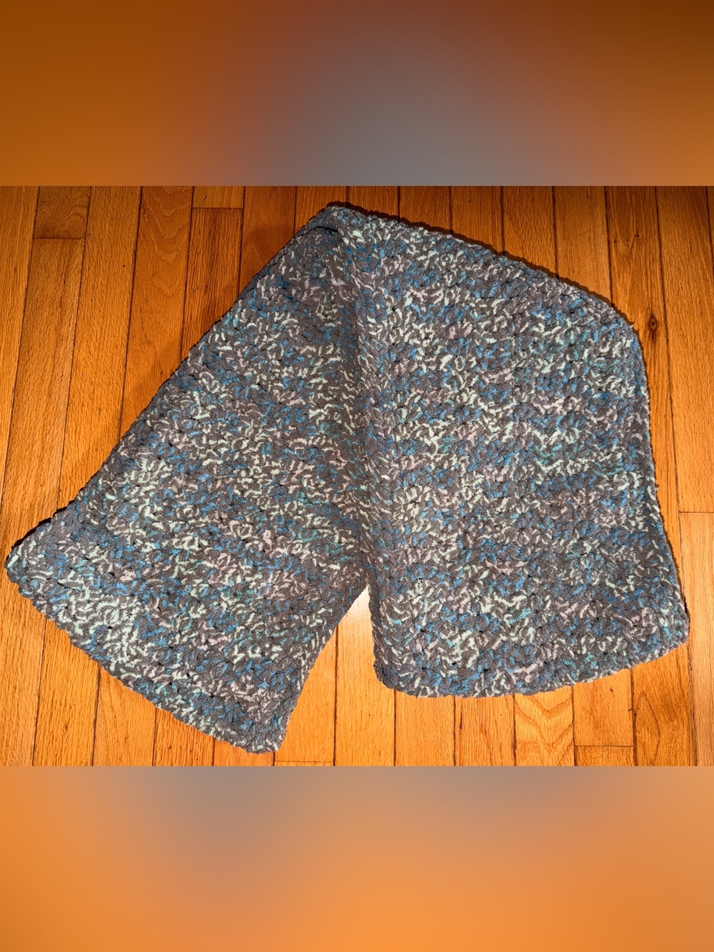 Handmade loop scarf wrap gray, teal, blue super soft 36” loop
